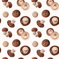 Seamless pattern of shiitake mushrooms. Organic Asian fungus on a white background. Vector background. Ideal for culinary design.