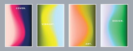 Colorful gradient poster design set. Abstract fluid color gradation background. Vibrant smooth banner template bundle. vector