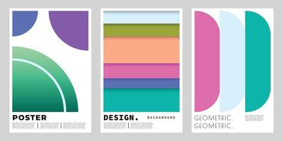 Abstract colorful geometric poster or banner design set. Polygon shape background template bundle. Suitable for branding, cover, or promotion. vector