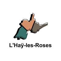 Map of L'Hay Les Roses design illustration, vector symbol, sign, outline, World Map International vector template on white background