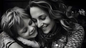 AI generated Woman and Child Hugging Each Other photo