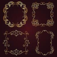 Vector luxury decorative golden vintage frames and borders. retro ornamental frame art and illustration.