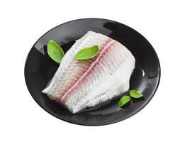 pescado filete de pangasius aislado en blanco antecedentes con recorte camino foto
