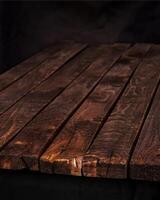 Dark wood table, brown wooden background photo