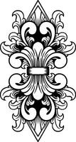 vintage ornament flower for wedding black and white vector