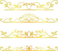 Golden swirl lines calligraphy ornament set isolated on white background for luxury graphic design vector