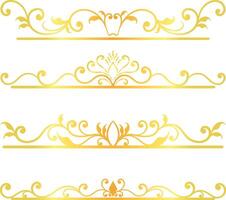 Golden swirl lines calligraphy ornament set isolated on white background for luxury graphic design vector