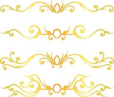 Golden swirl lines calligraphy ornament set isolated on white background for luxury graphic design vector