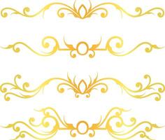 Golden swirl lines calligraphy ornament set isolated on white background for luxury graphic design vector