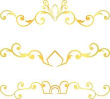 Golden swirl lines calligraphy ornament set isolated on white background for luxury graphic design vector