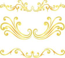 Golden swirl lines calligraphy ornament set isolated on white background for luxury graphic design vector
