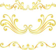 Golden swirl lines calligraphy ornament set isolated on white background for luxury graphic design vector