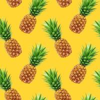 Pineapple seamless pattern on yellow background photo