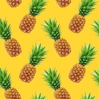 Pineapple seamless pattern on yellow background photo