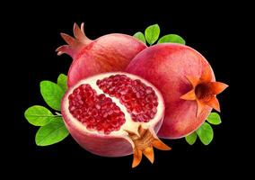 Pomegranate isolated on black background with clipping path photo