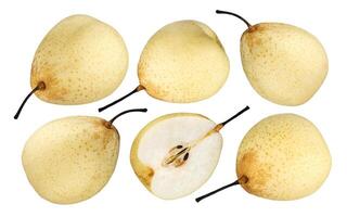 Chinese pear isolated on white background with clipping path. Collection photo