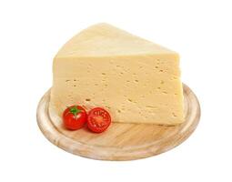 Piece of Russian cheese isolated on white background with clipping path photo