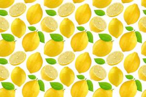 Seamless pattern with lemons. Lemon isolated on white background. photo