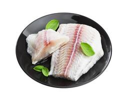 Fish fillet of pangasius isolated on white background with clipping path photo