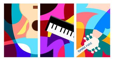 ilustración vectorial banner colorido festival de música de verano vector