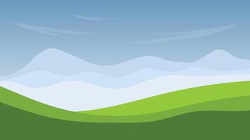 nature view landscape background with green field and mountain vector