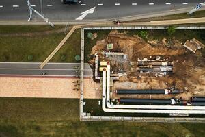 Repair and replacement of the pipeline in Minsk.Replacing the old pipeline in the city.Repair of the city.Belarus photo