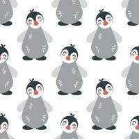 Seamless pattern with cute cartoon hand draw baby penguin. Design for printing, textile, fabric. Vector illustration