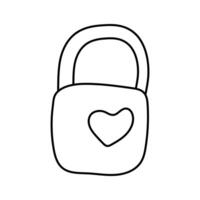 lock with a heart. Vector illustration in doodle style.