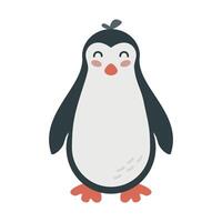 Cute cartoon hand drawn penguin on isolated white background. Character of the arctic polar animals for the logo, print, design. Vector illustration