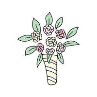 Bridal bouquet. Vector illustration in doodle style.