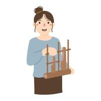 woman Playing a Traditional Instrument vector