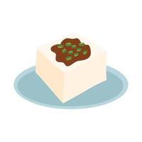 hiyayakko or Tofu with Ginger and Soy Sauce vector