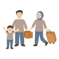 Illustration of Mudik With Family vector