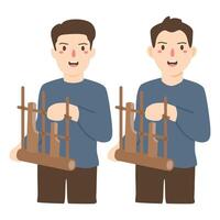 angklung hecho desde bambú ilustración vector