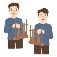 angklung indonesio música instrumentos ilustración vector