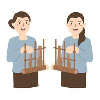 musical instrumento desde Indonesia con el nombre angklung vector