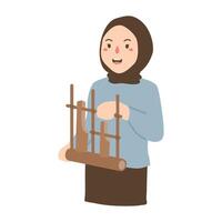 play the angklung musical instrument vector