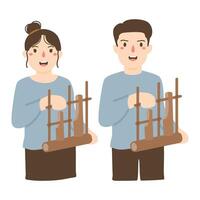 angklung musical instrumento desde sundanés personas vector