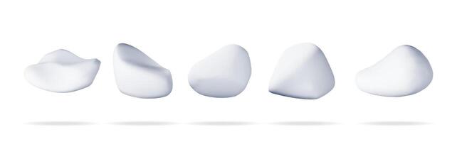 3d conjunto de rock Roca aislado en blanco. hacer colección de piedras y rocas en varios tamaños conjunto de diferente cantos rodados realista vector ilustración