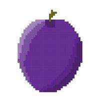 Pixel plum isolated on white background. Pixelated sticker. vector