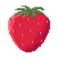 Pixel art fruit strawberries isolated on white background. vector