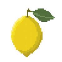 Pixel art fruit lemon isolated on white background. vector