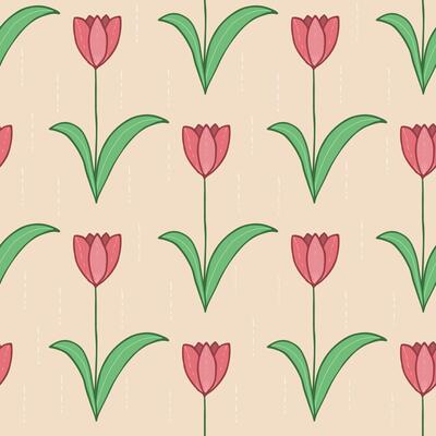 Vector hand drawn background with tulips. Vintage seamless pattern Tulips