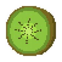 Pixel art fruit kiwi isolated on white background. vector