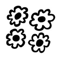 A hand-drawn set of simple flowers. vector