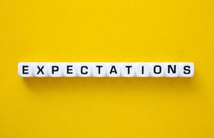 Expectations word on yellow background. Evaluation Concept photo