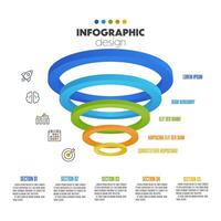 Vector circle ring chart infographic template with 3D for diagrams, graphs, presentations and business concept charts with 5 options.