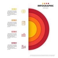 vector semi circulo gráfico modelo infografía 4 4 sección para Precentacion