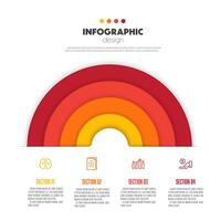 vector semi circulo gráfico modelo infografía diagrama 4 4 sección para Precentacion