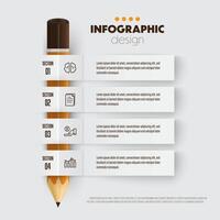 vector infografía documentos es doblado y lápiz modelo diagrama. negocio concepto 4 4 paso para presentación.